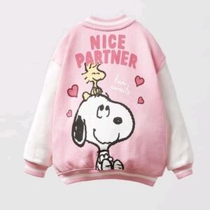 Zara kids pink Snoopy Peanuts bomber‎ jacket size 2/3